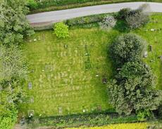 Haseley North Northern, 1887, section of Haseley graveyard showing hints of a large number of now unmarked graves