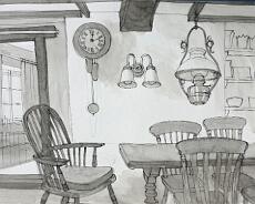 DSC02214 Interior of Kingswood Hollow, Mill Lane Lapworth July 1995. Original painting by Arthur Lockwood